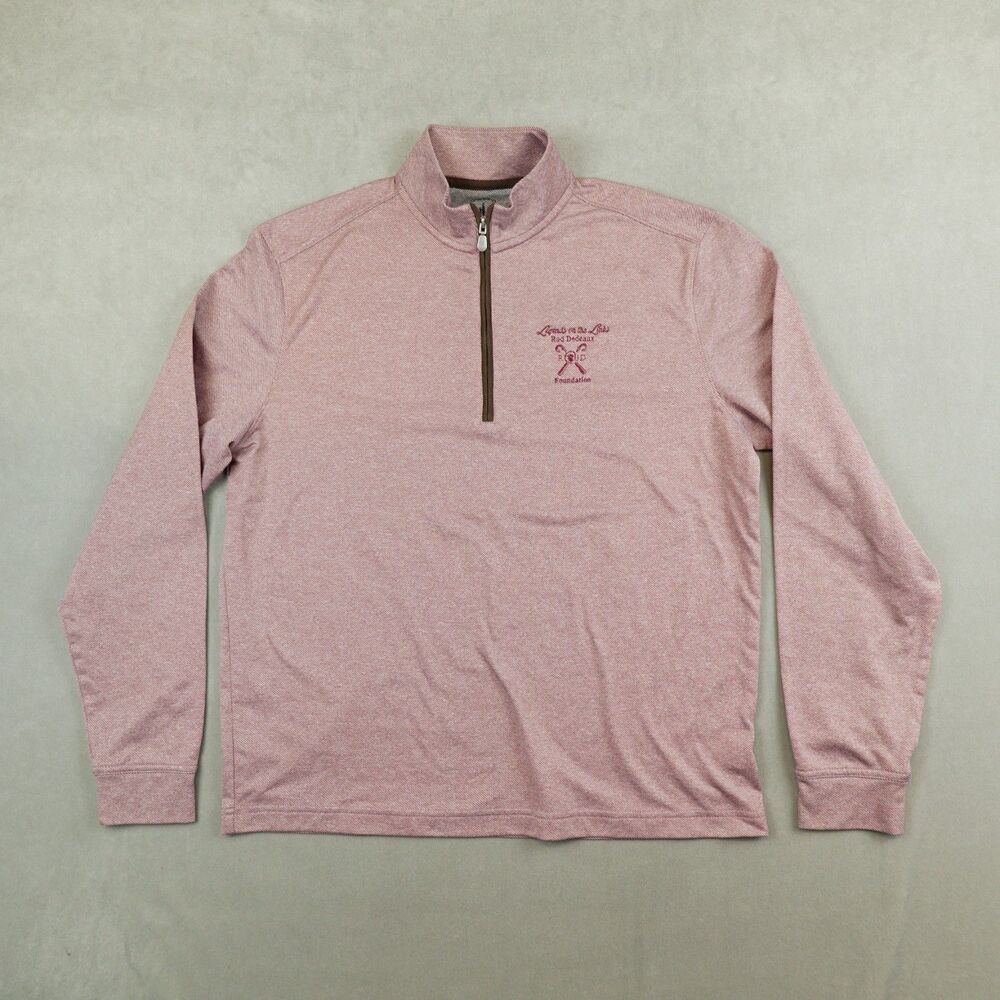 Johnnie-O Farber Prep Formance 1/4 Quarter Zip Pullover Mens Medium Red Rock